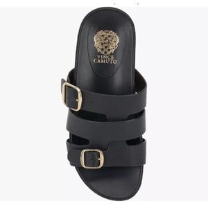 Vince Camuto Womens size 11 Freoda Slide On Leather Sandal Black